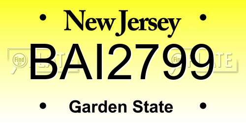 BAI2799 New Jersey License Plate