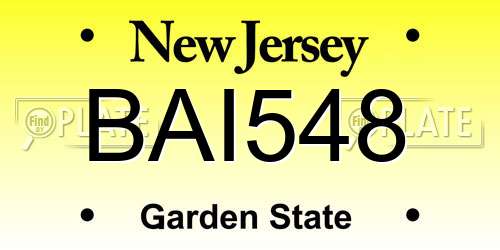 BAI548 New Jersey License Plate