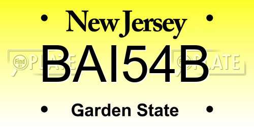 BAI54B New Jersey License Plate