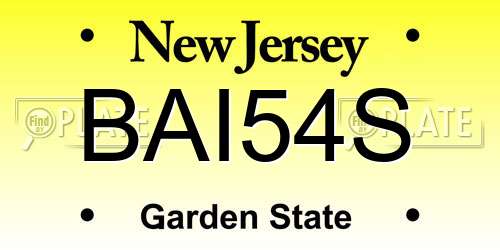 BAI54S New Jersey License Plate