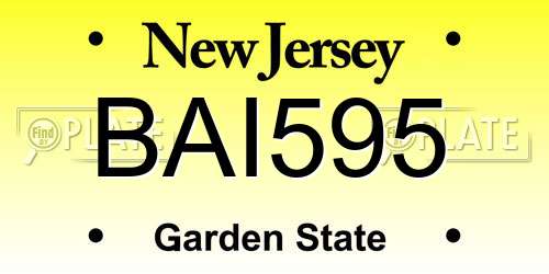 BAI595 New Jersey License Plate