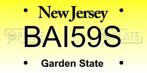 BAI59S New Jersey License Plate
