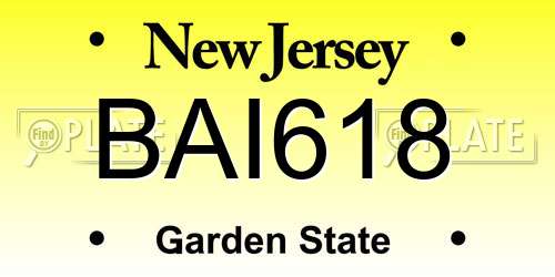 BAI618 New Jersey License Plate