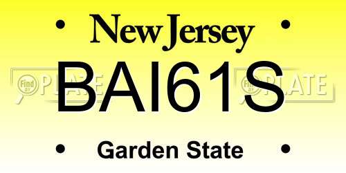 BAI61S New Jersey License Plate