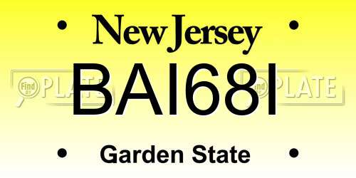 BAI68I New Jersey License Plate