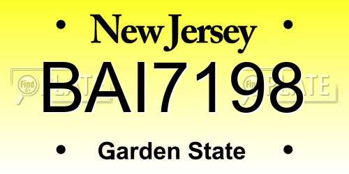 BAI7198 New Jersey License Plate