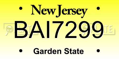 BAI7299 New Jersey License Plate