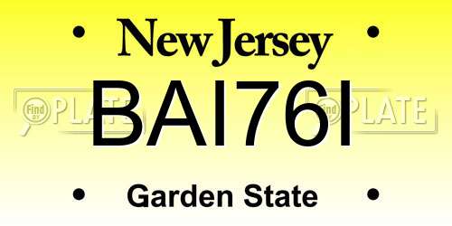 BAI76I New Jersey License Plate