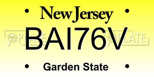 BAI76V New Jersey License Plate