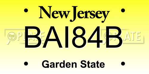 BAI84B New Jersey License Plate