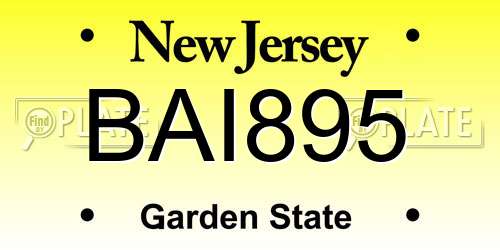 BAI895 New Jersey License Plate
