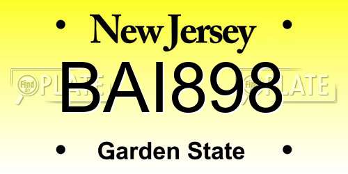 BAI898 New Jersey License Plate