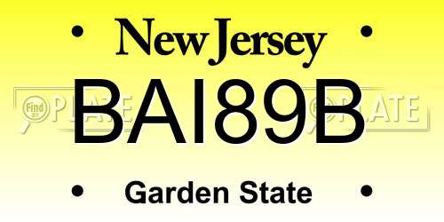 BAI89B New Jersey License Plate