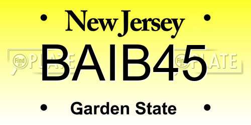 BAIB45 New Jersey License Plate