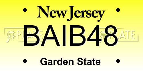 BAIB48 New Jersey License Plate