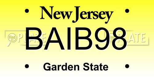 BAIB98 New Jersey License Plate