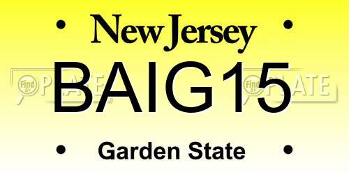 BAIG15 New Jersey License Plate
