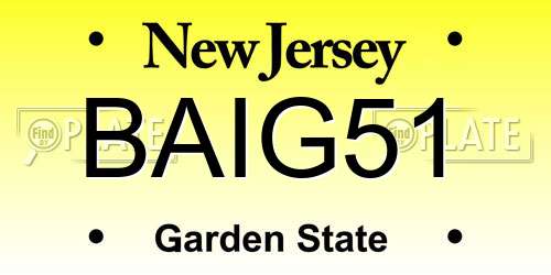 BAIG51 New Jersey License Plate