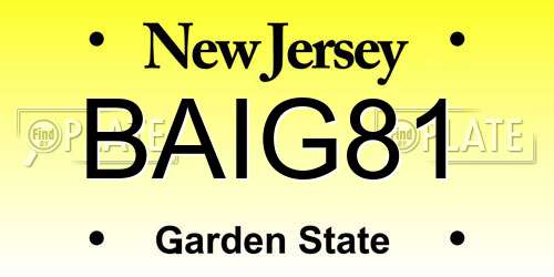 BAIG81 New Jersey License Plate