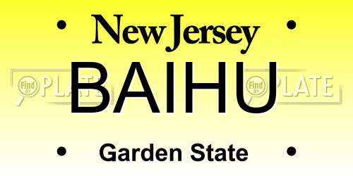 BAIHU New Jersey License Plate