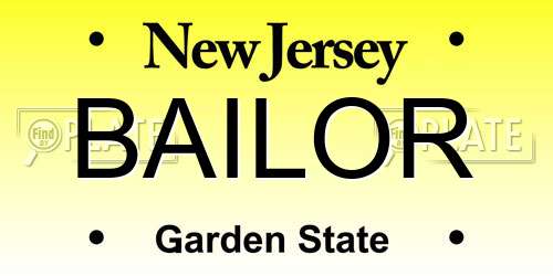 BAILOR New Jersey License Plate