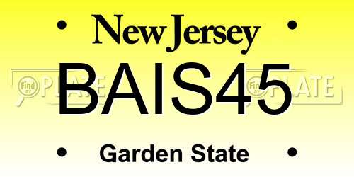 BAIS45 New Jersey License Plate