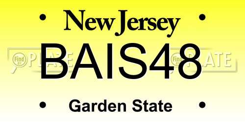 BAIS48 New Jersey License Plate