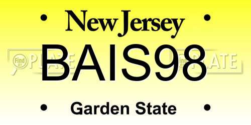 BAIS98 New Jersey License Plate