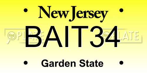 BAIT34 New Jersey License Plate