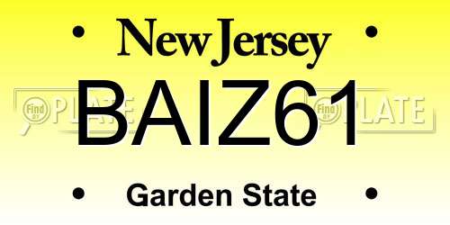 BAIZ61 New Jersey License Plate
