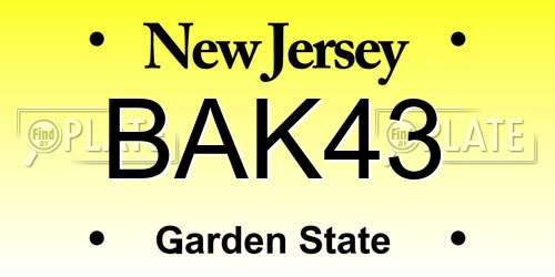 BAK43 New Jersey License Plate
