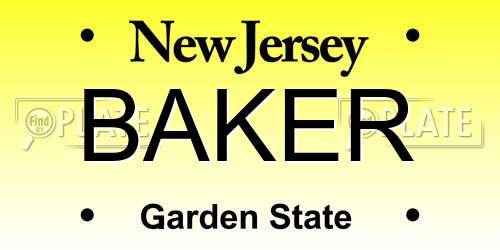 BAKER New Jersey License Plate