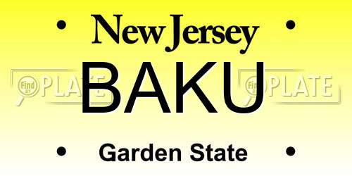 BAKU New Jersey License Plate
