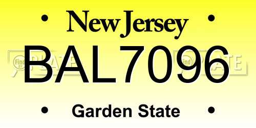 BAL7096 New Jersey License Plate