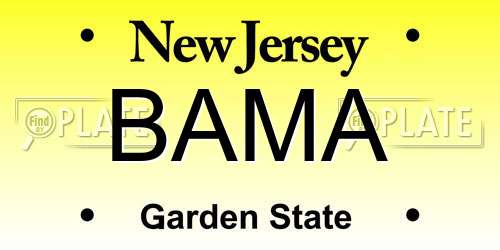 BAMA New Jersey License Plate