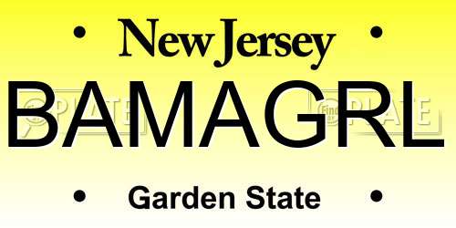 BAMAGRL New Jersey License Plate