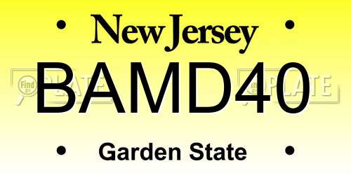 BAMD40 New Jersey License Plate