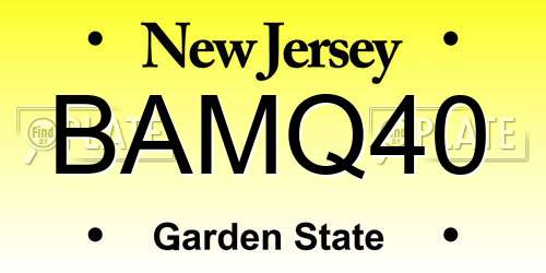 BAMQ40 New Jersey License Plate