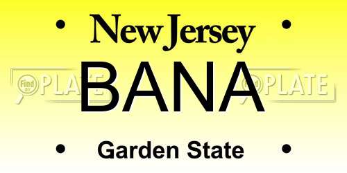 BANA New Jersey License Plate
