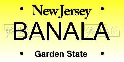 BANALA New Jersey License Plate
