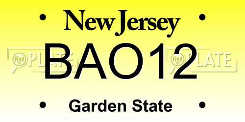 BAO12 New Jersey License Plate