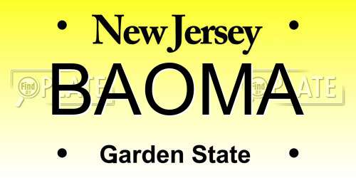 BAOMA New Jersey License Plate