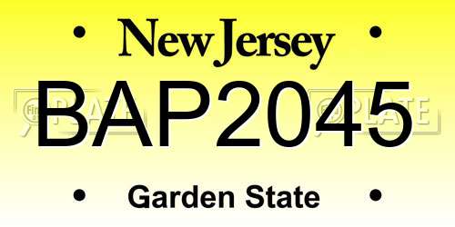 BAP2045 New Jersey License Plate