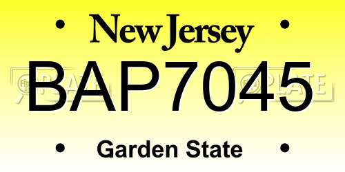 BAP7045 New Jersey License Plate