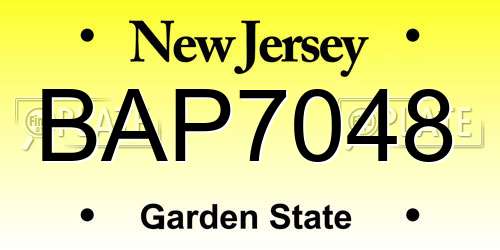 BAP7048 New Jersey License Plate