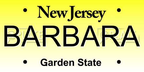 BARBARA New Jersey License Plate