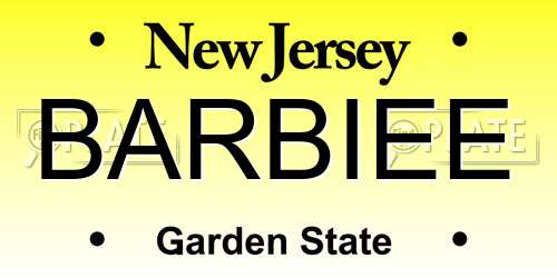 BARBIEE New Jersey License Plate