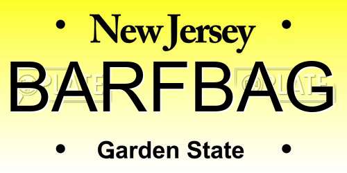 BARFBAG New Jersey License Plate