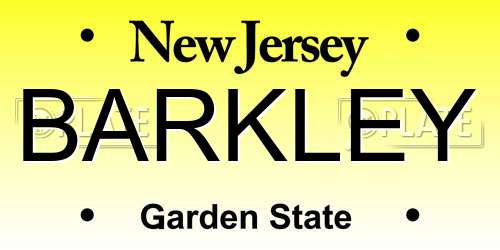 BARKLEY New Jersey License Plate