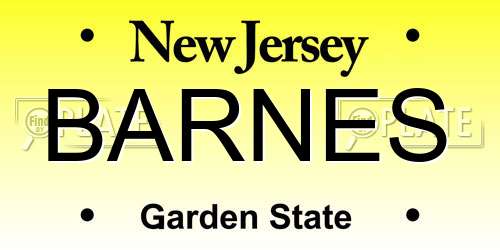 BARNES New Jersey License Plate